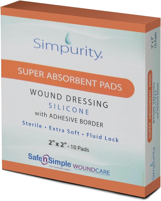 Simpurity Super Absorbent Wound Dressing Pads SNS59022 - 2"x2" 10 pieces/box