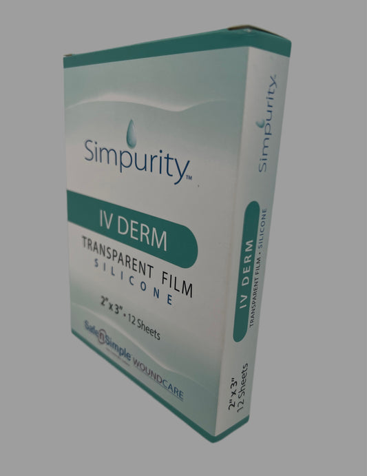 SAFE SIMPLE SIMPURITY IV DERM, Transparent Film, Silicone 2"x3", 12 sheets